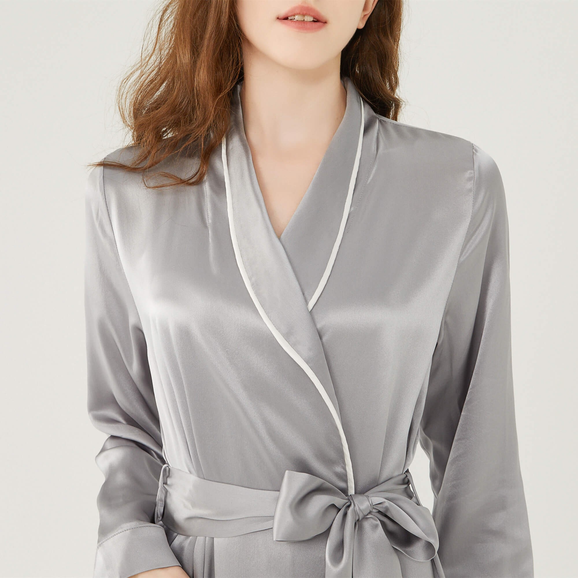 Momme Contra Trim And Full Length Silk Robe